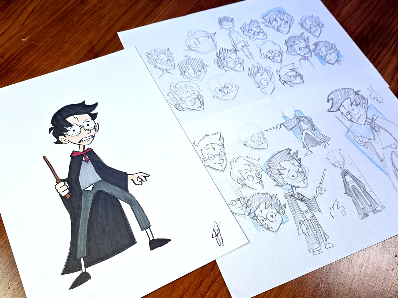 "HP Cartoons From Description - Harry" — Original 2D Artwork by Jazza