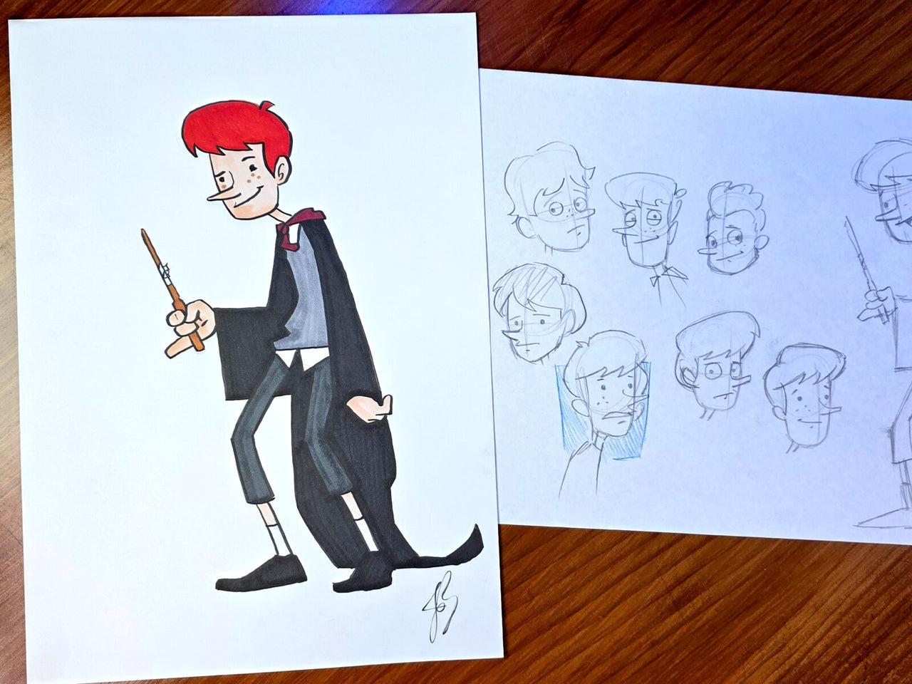 "HP Cartoons From Description - Ron" — Original 2D Artwork by Jazza