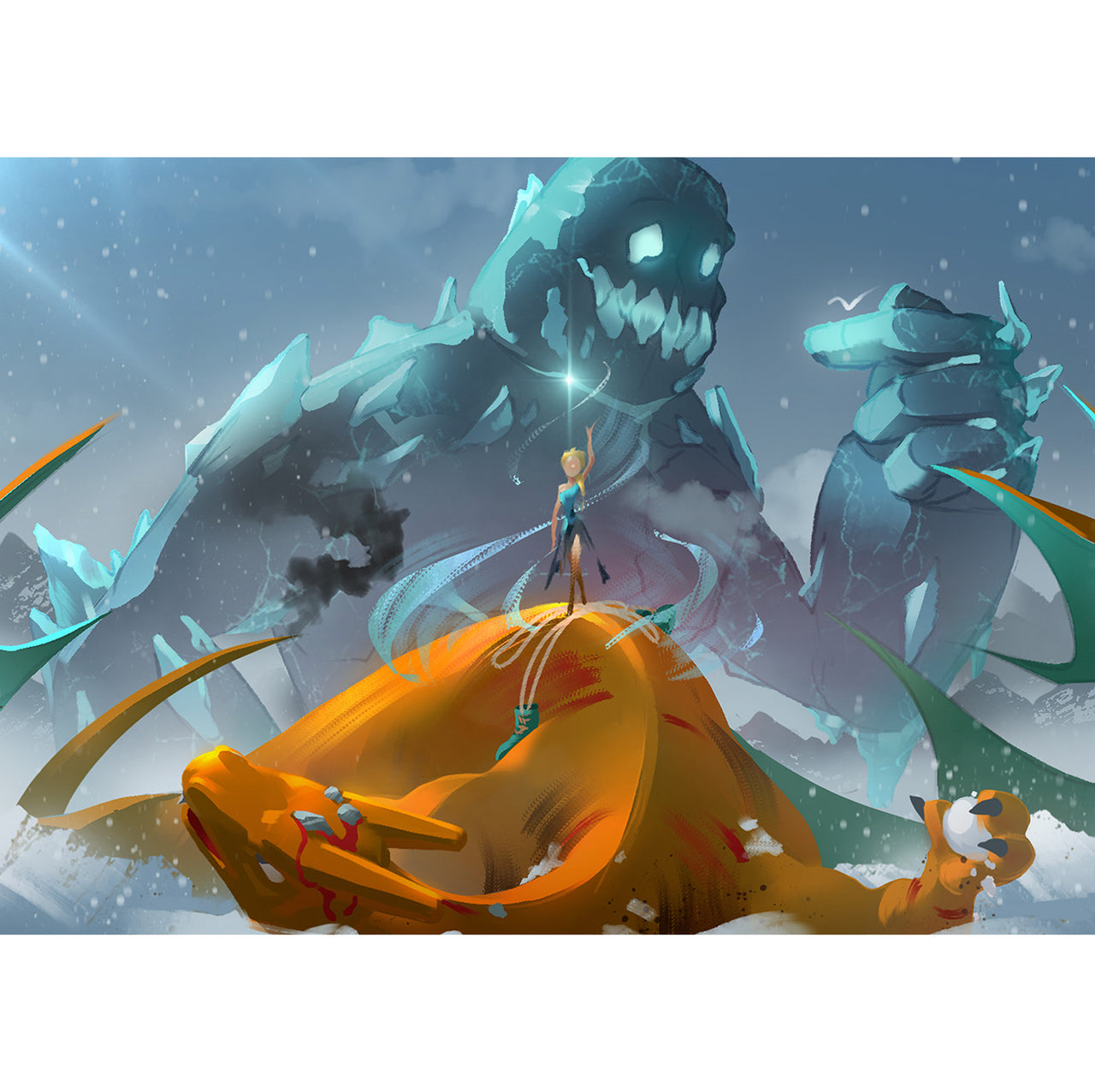 "Snow Queen Vs Orange Dragon" Signed Poster/Print