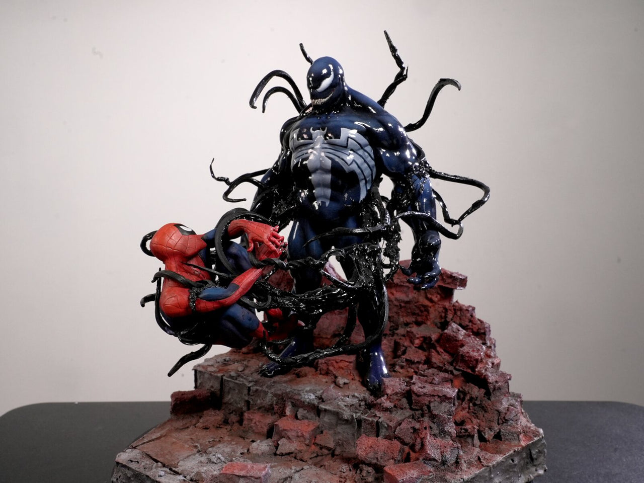 "Venom Trapping Spiderman" — Original Sculpture by Jazza