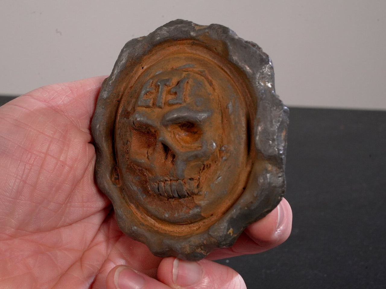 "Iron Skull Seal" — Original Sculpture by Jazza