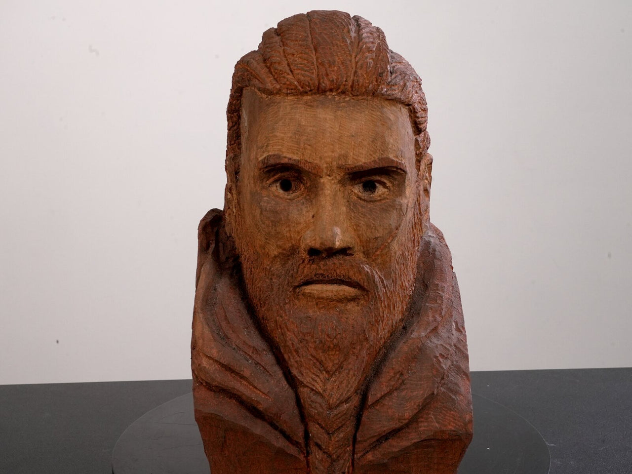 "Wooden Viking Head Sculpture" — Original Sculpture by Jazza