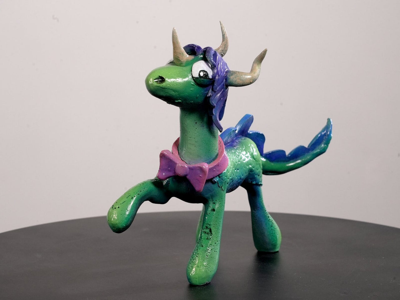 "Derpy Green Unicorn" — Original Sculpture by Jazza